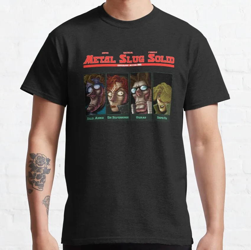 

Men's Super Tactical Vehicle Metal Slug Solid Espionage Action 001 video game T Shirt snake 100% Cotton Tops Vintage Plus Size