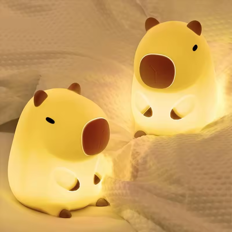 Bonito animal de estimação capivara luz da noite bonito dos desenhos animados silicone criativo cabeceira sono noite lâmpada para decoração do quarto das crianças presente aniversário