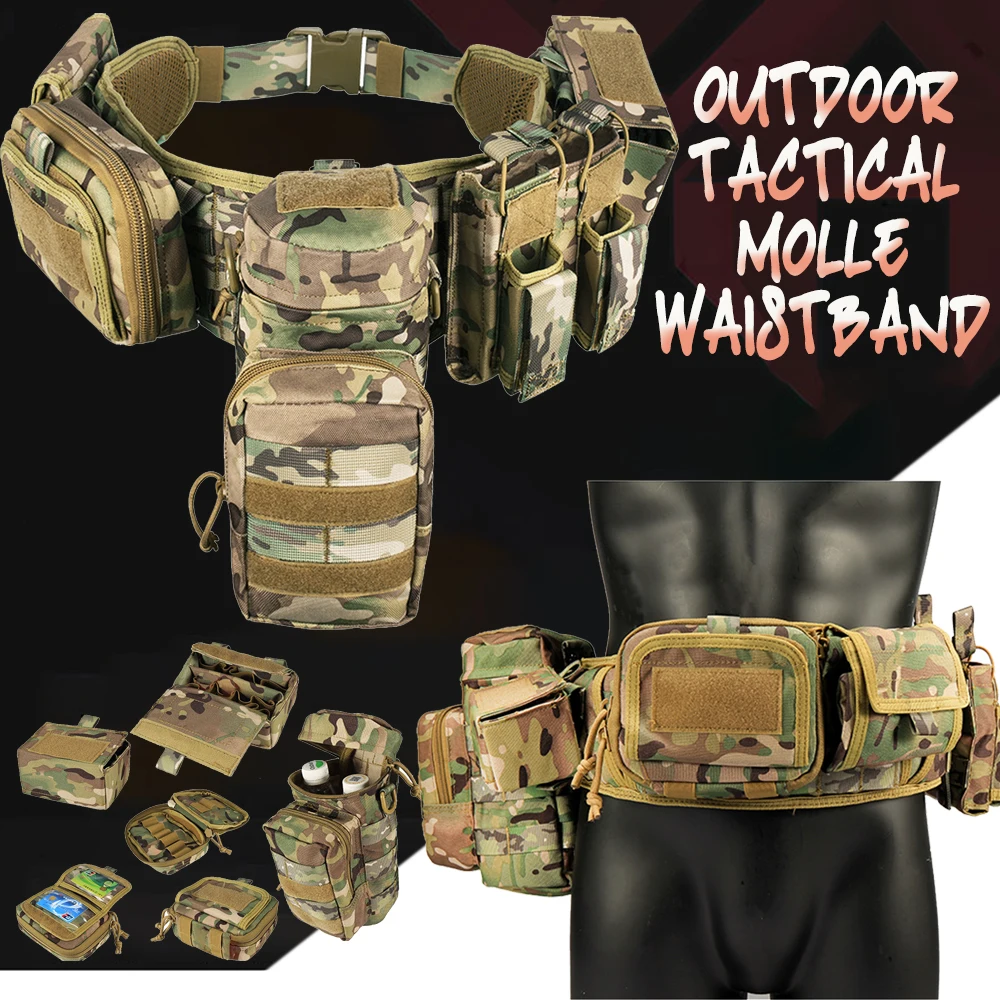 

Tactical MOLLE Waistband Hunting Waist Security Gadget Pouch Waist Bag with Pouches Multi functional Carrying Equipment Belt