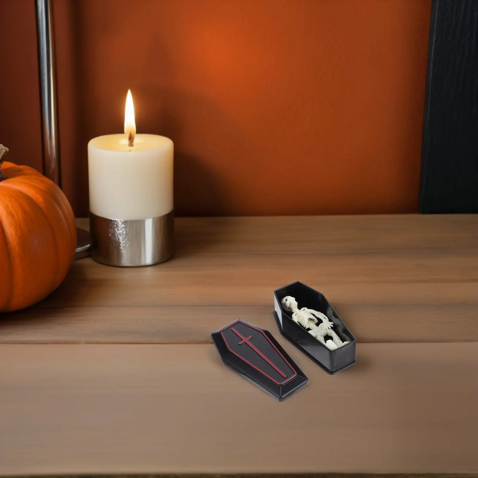 

12Sets Mini Coffin Halloween Decoration Plastic Skull Haunted House Props Party Favors Indoor Outdoor Spooky