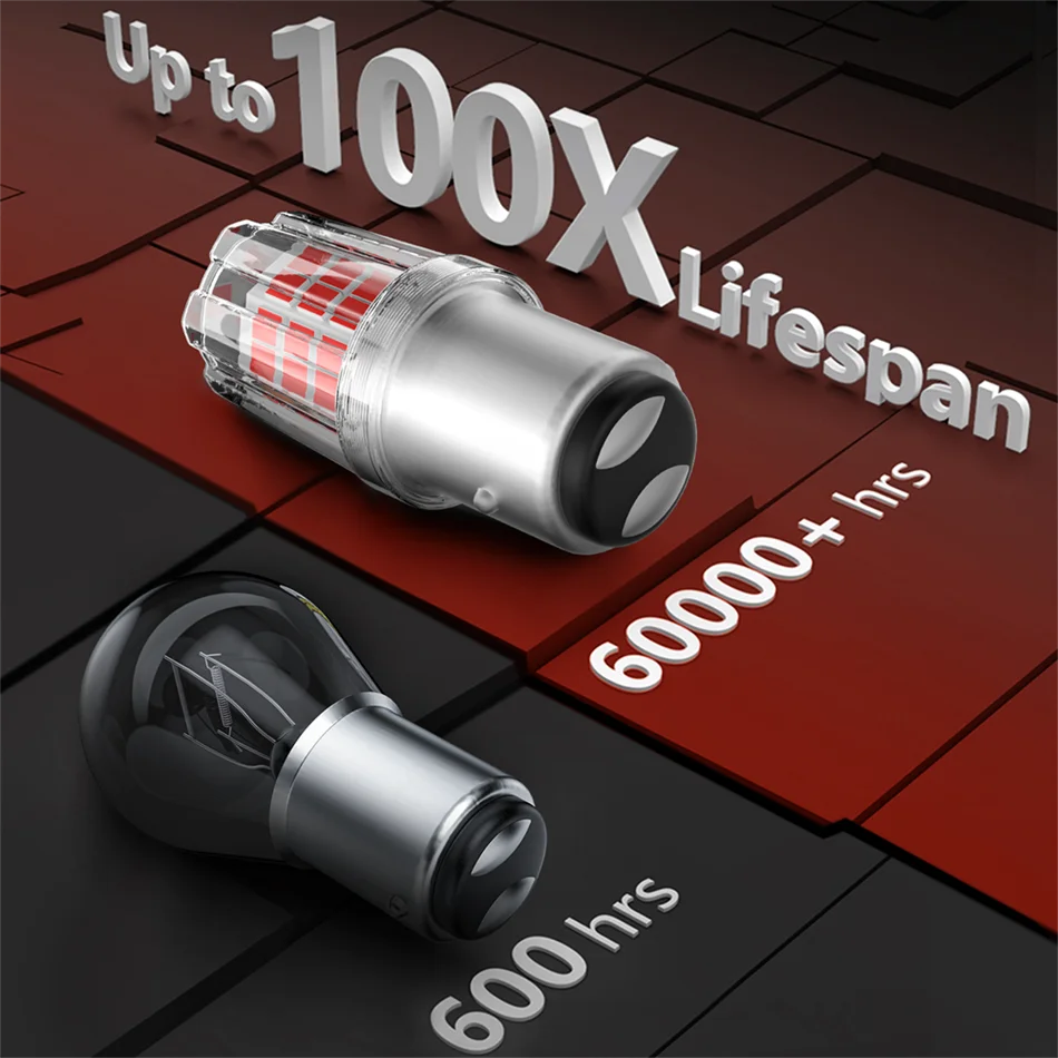 AILEO 2pcs Red Lights 1157 P21/5W LED BAY15D Stop Brake Canbus LED For VW Passat B5 B6 Golf Reverse Backup Daytime Running DRL