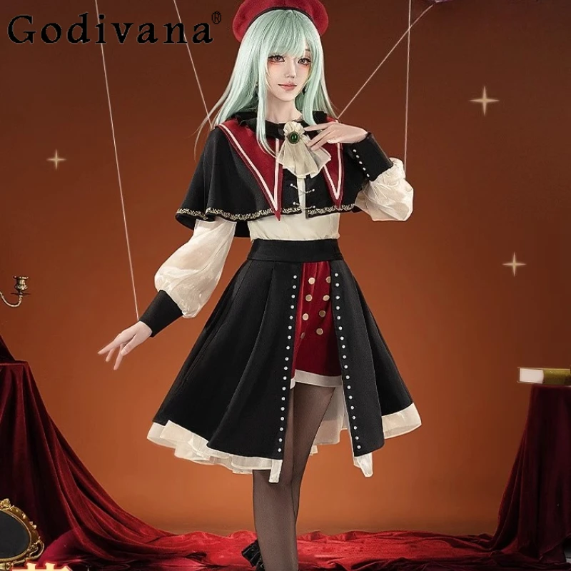 여성 할로윈 의상 세트 Anime Wakaba Mortis BanG 드림 슈트 여성 Ave Mujica 코스프레 의상 스커트 의상