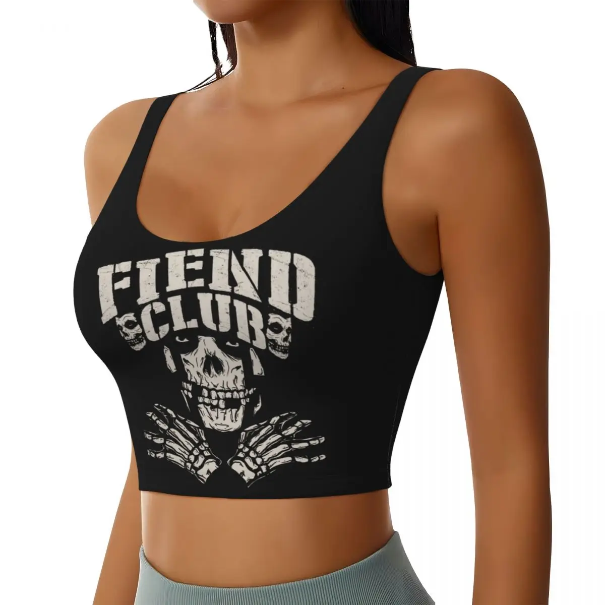Custom Horror Punk Rock Band Misfits Workout Crop Tank Tops Women Seamless Running Yoga Sports Bras