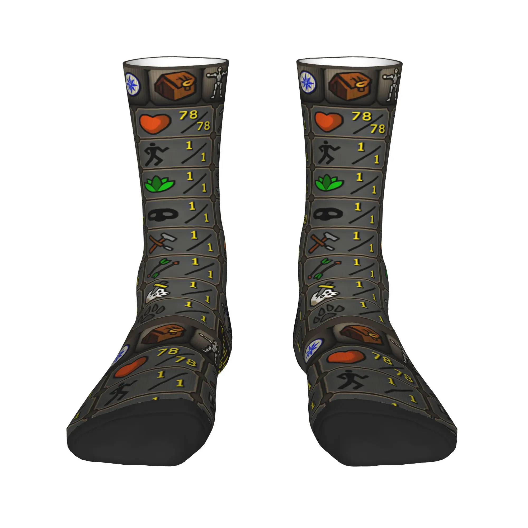 Old School Runescape OSRS Maxed 99 All Skills Socks  Anti Skid Stockings Unisex Men Soft Breathable Winter Gothic Design Socks