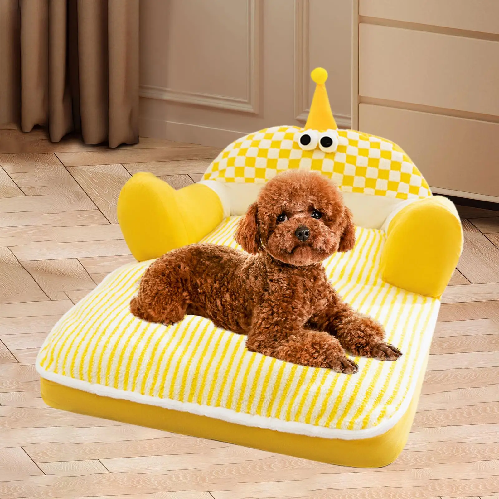 

Диван-кровать для собак, зимний теплый диван для кошек со съемным моющимся чехлом, противоскользящая подошва, спальная кровать для котенка, товары для домашних животных