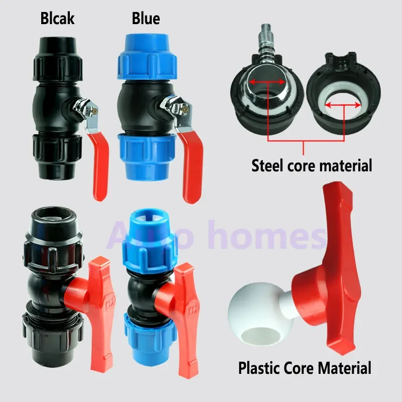 Two Way Valve Switch PE Quick Access Tee Quick Connector Water Pipe Fittings Plastic Quick Ball Valve
