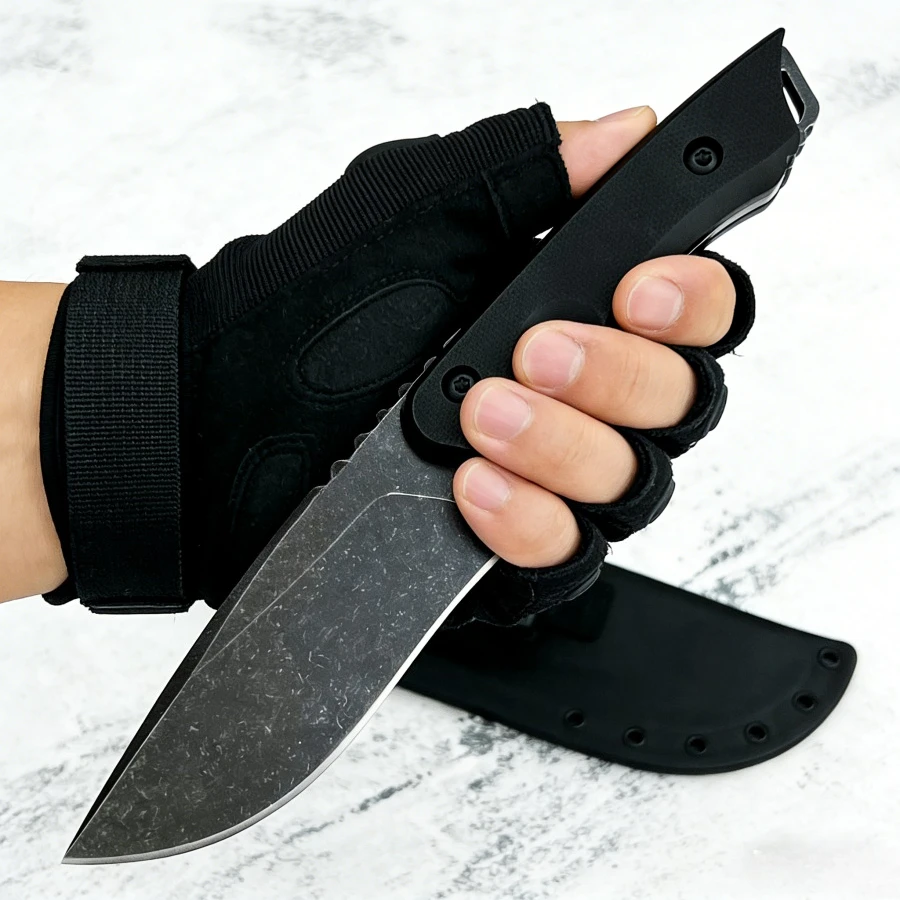 

Черный тактический нож с прямым лезвием из стали 7Cr13Mov, рукоять G10, для самообороны, охоты и рыбалки