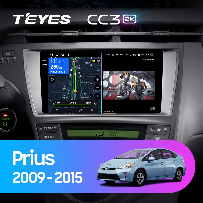 TEYES CC3 2K For Toyota Prius XW30 2009 - 2015 Car Radio Multimedia Video Player Navigation stereo GPS Android 10 No 2din 2 din dvd