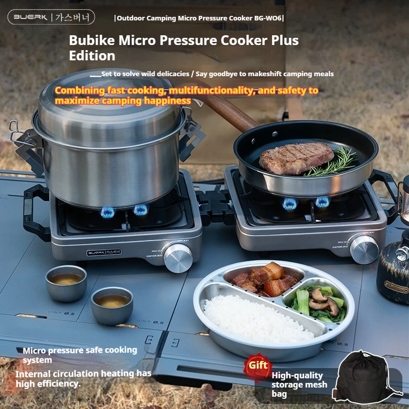 Camping Cooking Pots And Pans Set - BUERK Juego de Olla a Vapor,