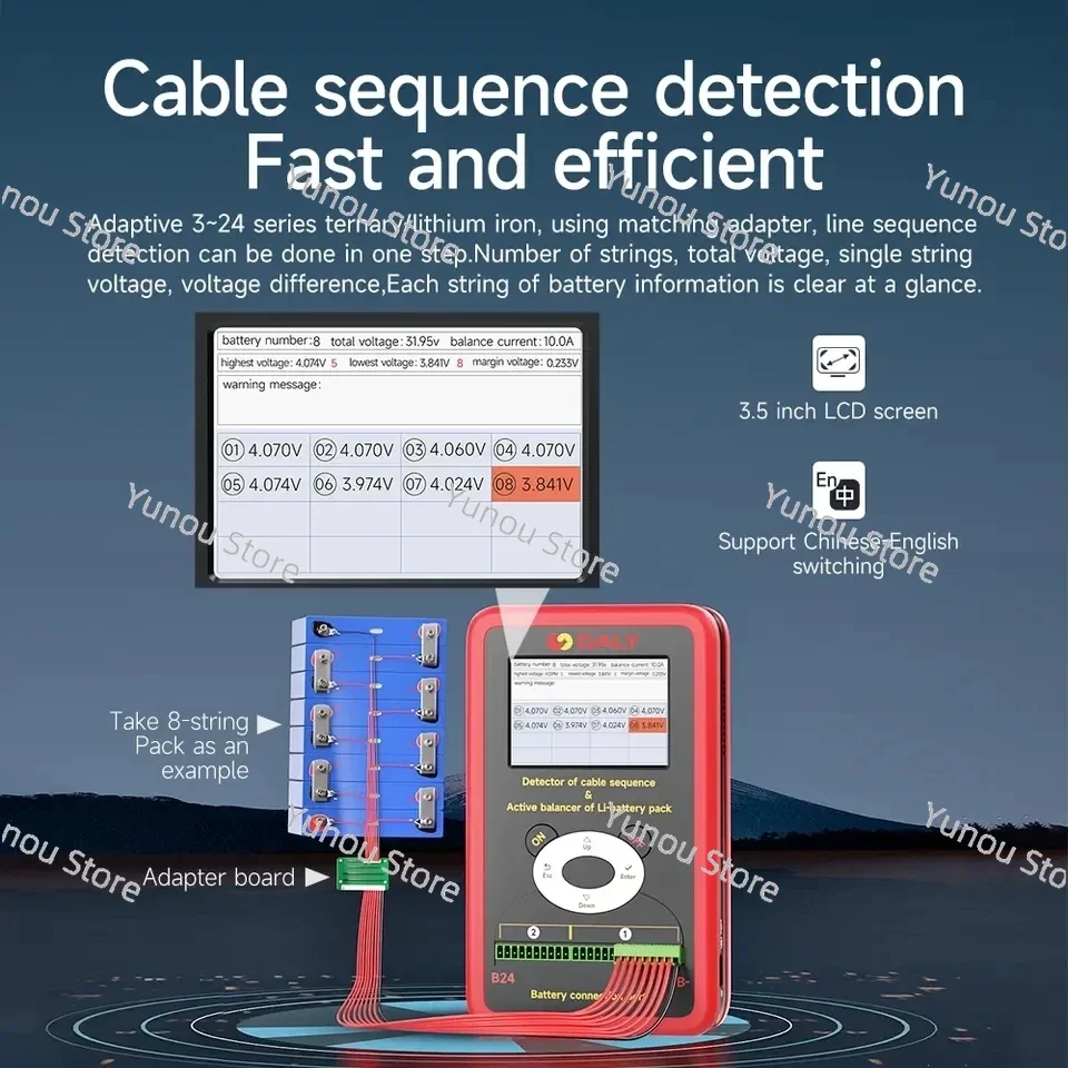 BMS Active Equalizer 10A Energy Storage EV 18650 Lifepo4 Lithium-ion Battery Pack Equalizer 3S-24S Cable Sequence Detector