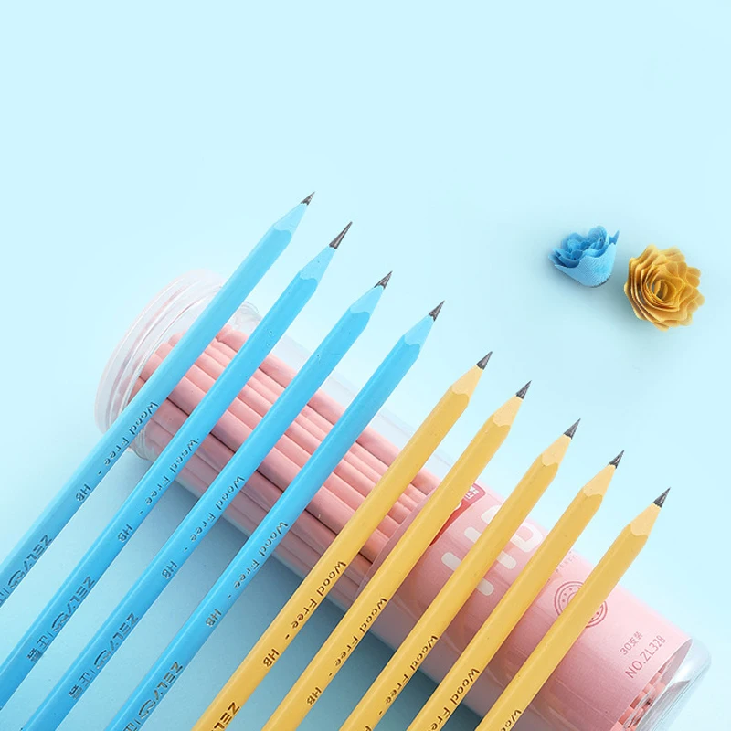 30pcs/box Cute Triangle Pencil 2B/HB Macaron colored plastic pole Non-toxic Standard Pencil Cute Stationery Office School Suppli