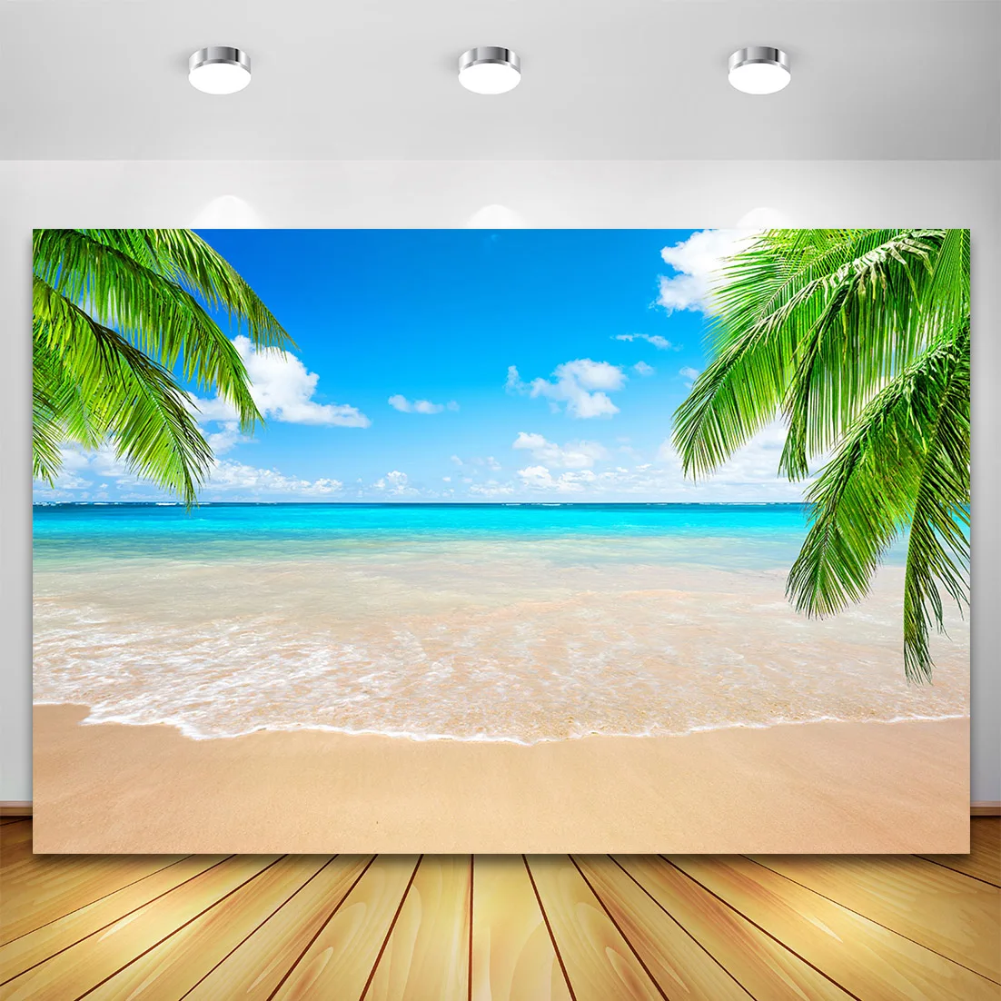 Summer Beach Tropical Coconut Tree Backdrop for Photography Blue Ocean Hawaii Photo Background Holiday Party Decor Photopone