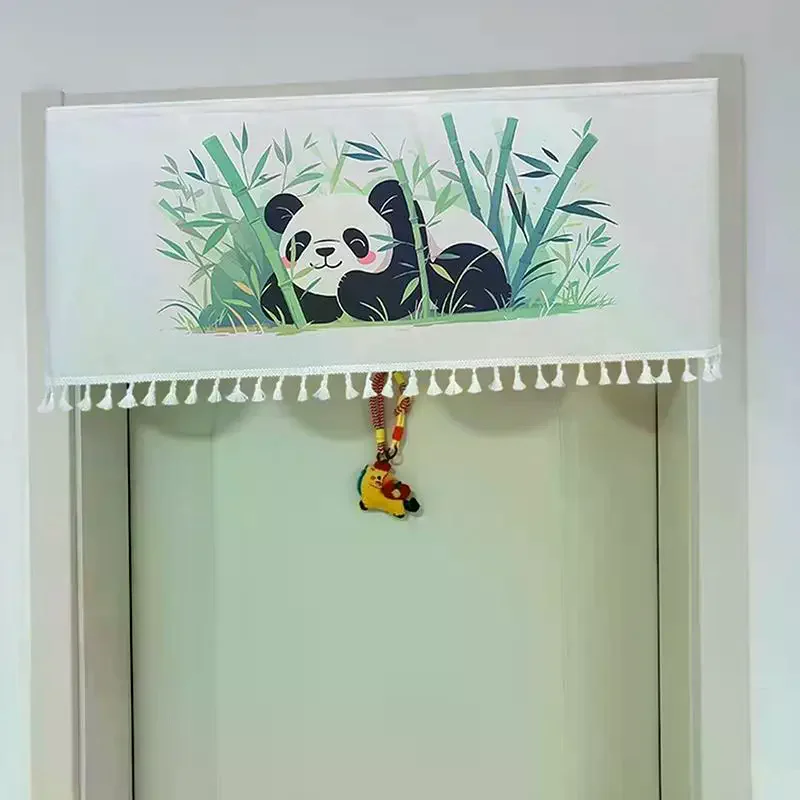 Cartoon Animal Door Curtain With Tassels Self-adhesive Partition Curtains For Bedroom, Bathroom & Home Decor, Privacy Dust Proof