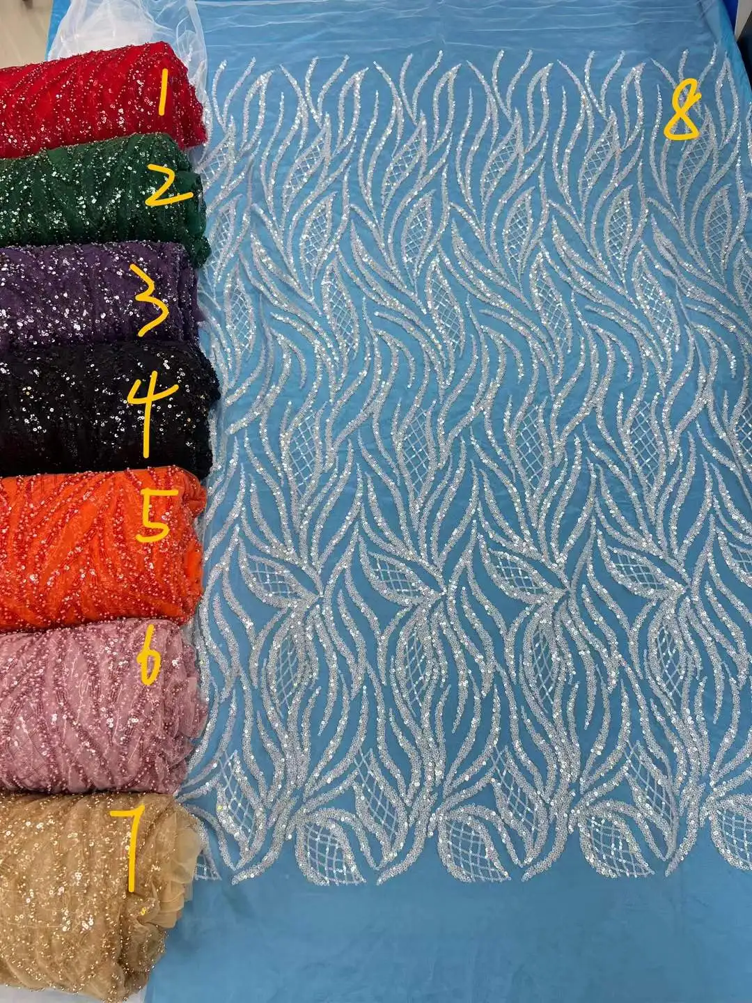 2026 High Quality Lace 5 Yards French Lace Fabric Nigerian Lace Fabrics African Sequins Beaded Lace Fabrics For Wedding Party