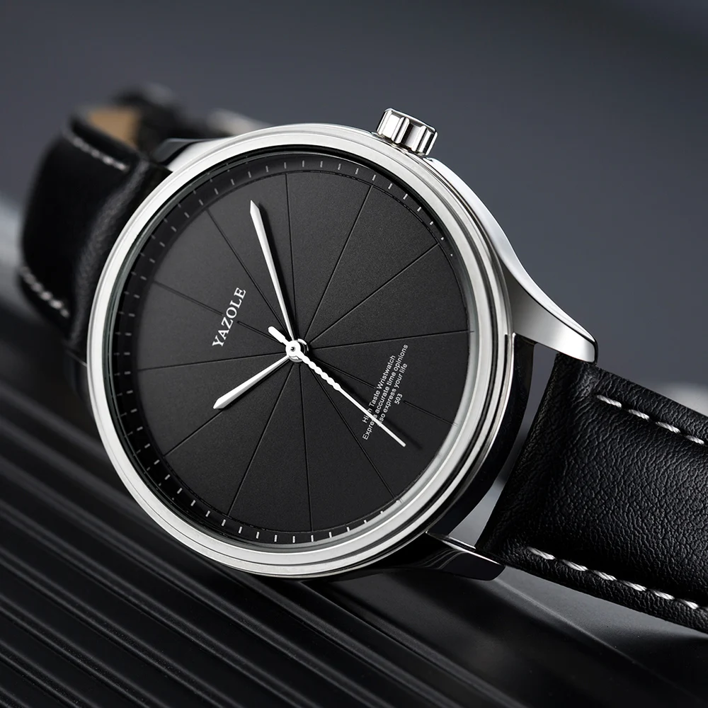 Top Brand Men's Watches Luxury Metal Case Analog Quartz Watches for Men Leather Belt Simple Business Men Watches Montre Homme