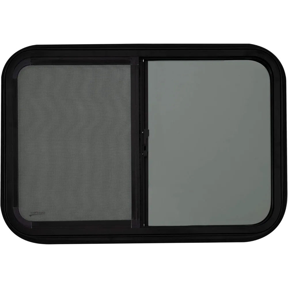 نافذة RV منزلق على شكل دمعة أفقية مقاس 30 × 20 من الزجاج الملون مع شاشة، مصنوعة من الولايات المتحدة الأمريكية، متضمنة مجموعة الكسوة #2