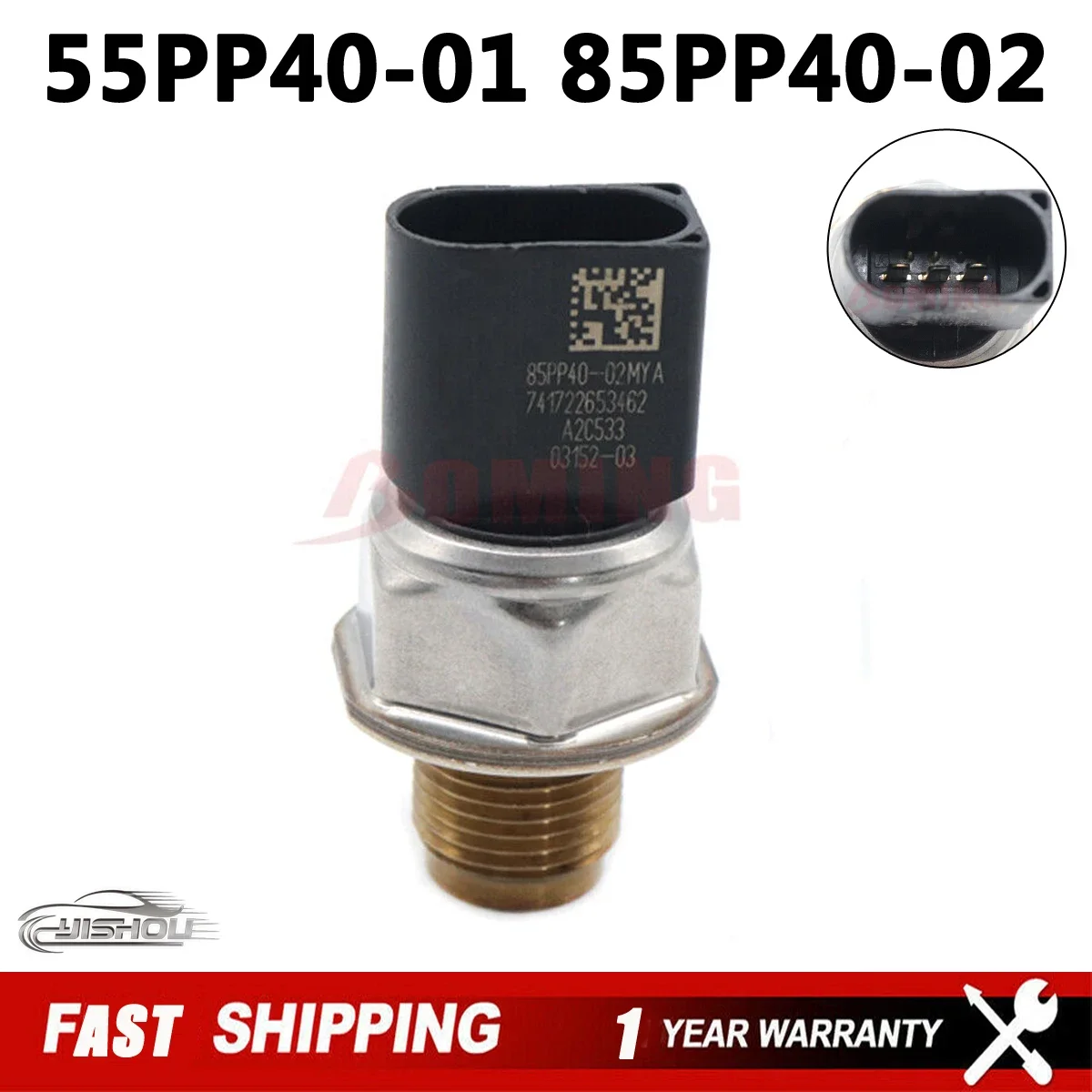 85PP40-02 55PP40-01 Car Fuel Rail Pressure Sensor Fit For Ford Ranger Transit Mk7 Custom 5WS40755 9675389980