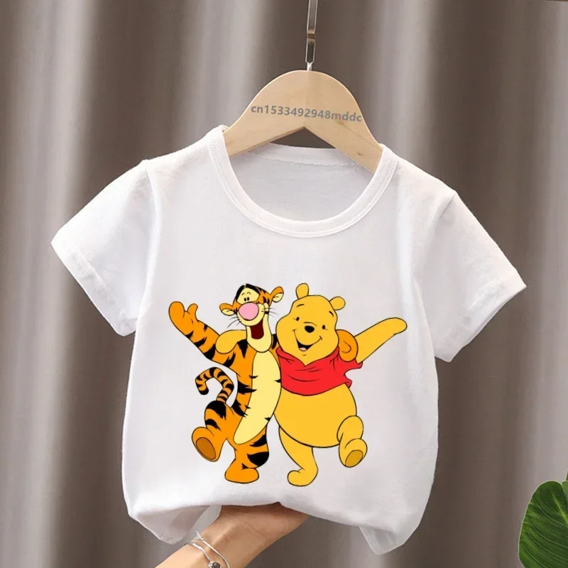 Hot Sale Winnie the Pooh Cute Bear Tigger Print Kids T-Shirts Girls Clothes Baby Boys Short Sleeve T shirt Summer Children Tops