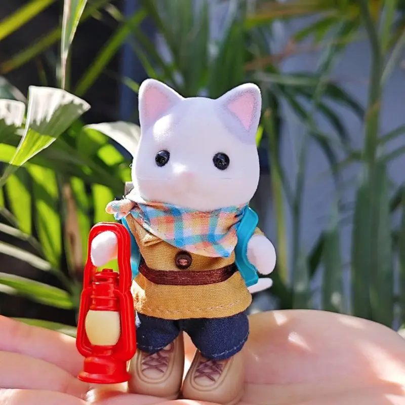 Hot Sale Sylvanian Families Series Latte Cat Adventure Kawaii Doll Exploration Kids Model Toy Room Ornament Girls Birthday Gift