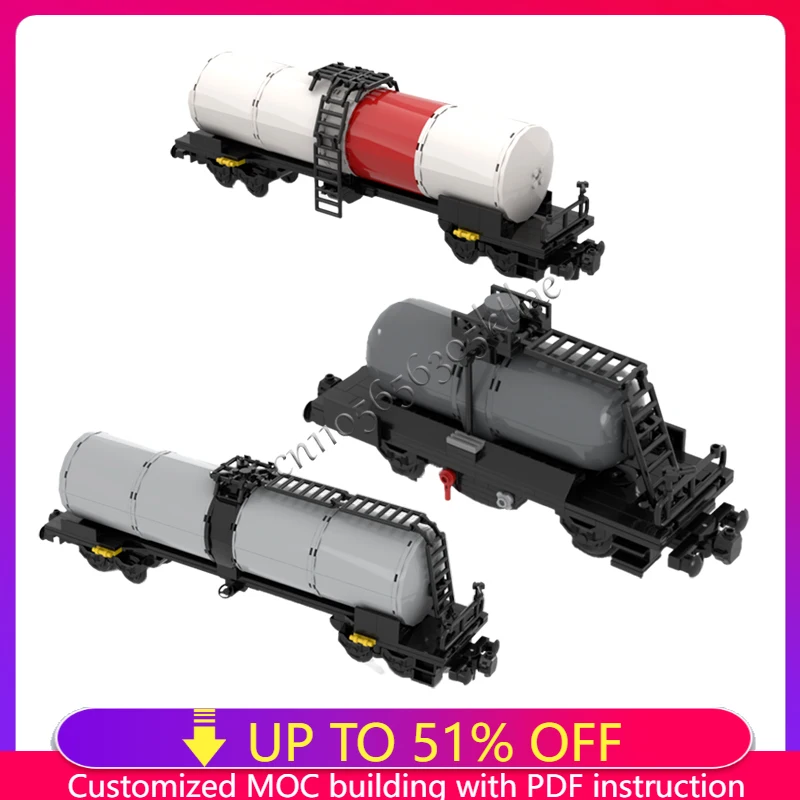 مدينة نموذج سيارة MOC قوالب بناء 4-محور السكك الحديدية خزان الشحن عربة وحدات التكنولوجيا الهدايا عطلة تجميع ألعاب أطفال البدلة #1