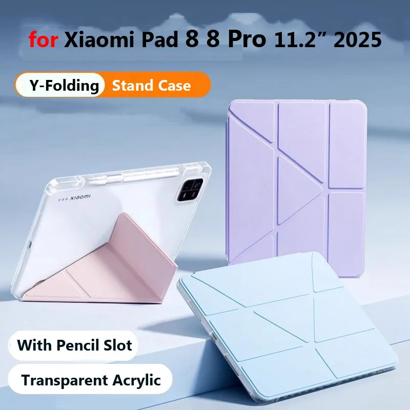 

Складной чехол Y для Xiaomi Pad 8 8 Pro 11,2 дюйма 2025 Mi Pad 8 Pro 11,2 дюйма Y-образный складной чехол-подставка с держателем для карандашей Корпус для планшета
