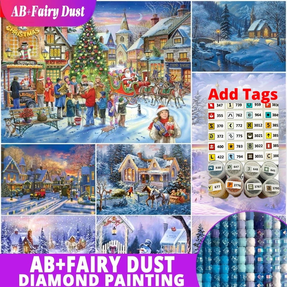

Fairy Dust AB Comes with DMC stickers 5D DIY Diamond Painting Christmas Igloo RoundMosaic Scenery Embroidery Kit Rhinestone Home