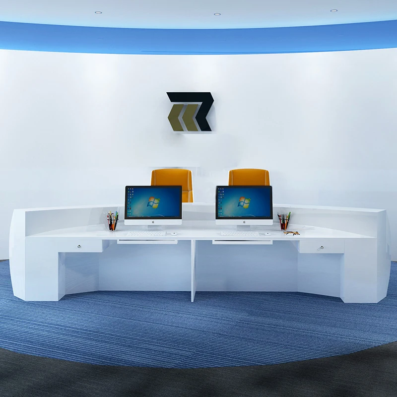 Hotel Front Desk Reception Round Curved Counter bar Reception Desk Beauty Salon Reception Table Commercial Office Furniture