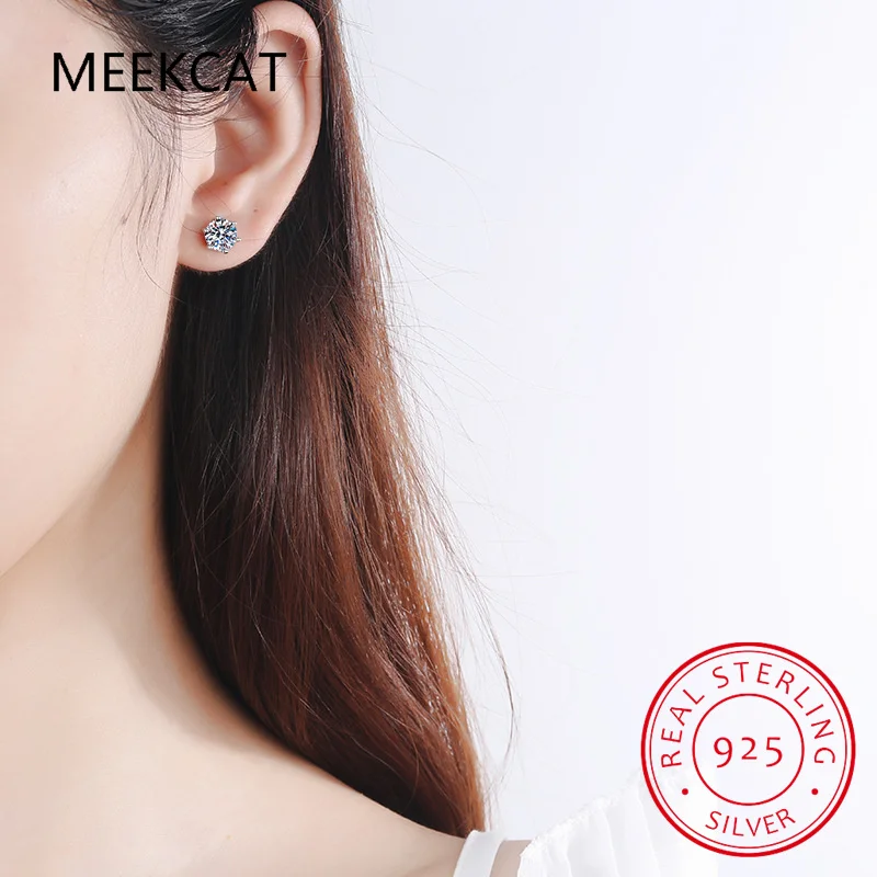 D VVS1 Pass Diamond Tester Pen Moissanite Stud Earrings For Women 100% Real 925 Sterling Silver 2 GRA Certificates Moissanita