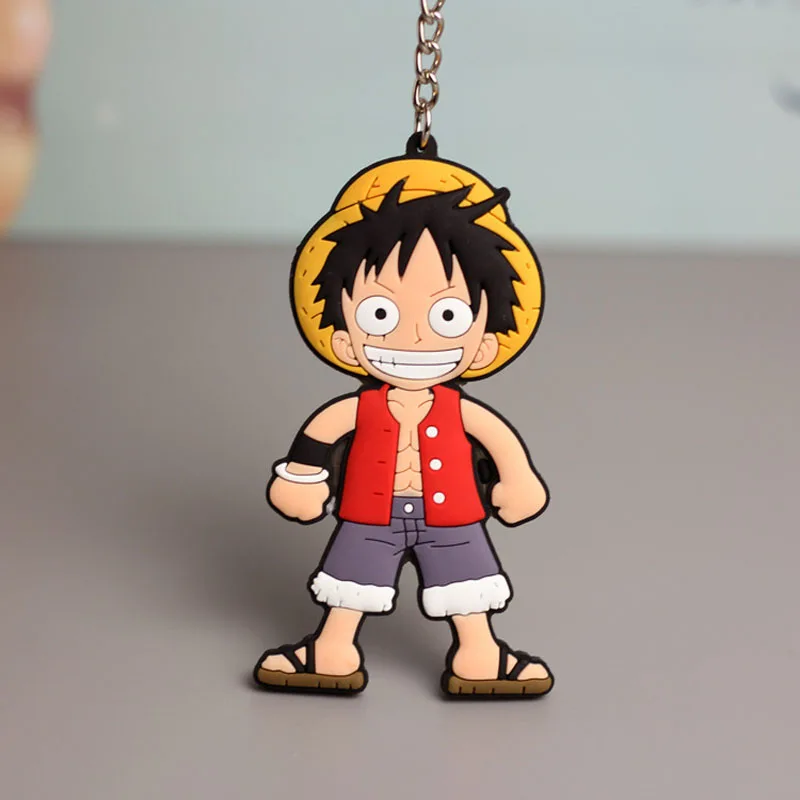 Anime One Piece Keychain Double Sided Monkey D Luffy Chopper Model Soft Adhesive Backpack Pendant Originality Kids Gifts Toy