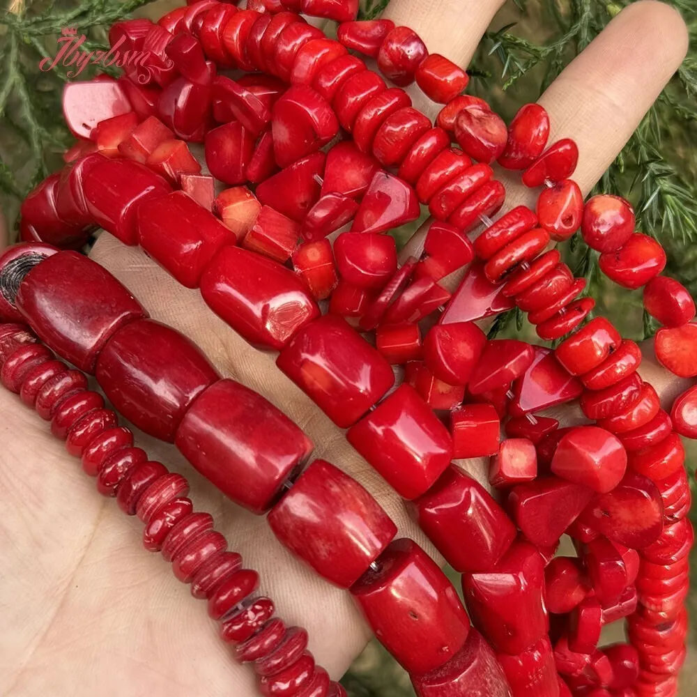 Orange Red Pink Coral Freefrom Irregular Rondelle Natural Stone Spacer Beads for DIY Charm Necklace Accessories Bracelet 15 Inch
