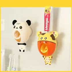 1pc, Automatic Toothpaste Dispenser, Household Wall Mounted Toothpaste Squeezer, Cartoon Design Plastic Toothpaste Holder,Bathro