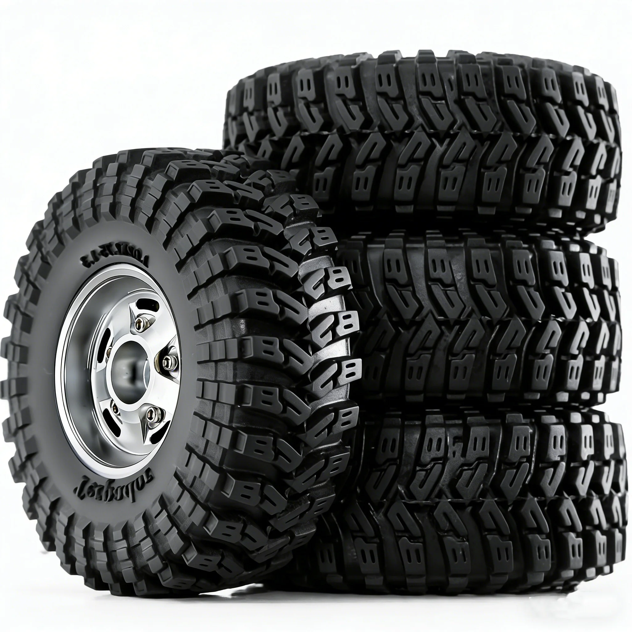 

4PCS 1.3" Beadlock Wheels Tires 7mm Hex Rubber Tyres for 1/18 1/24 TRX4M SCX24 AX24 FCX18 FCX24 RC Crawler Car