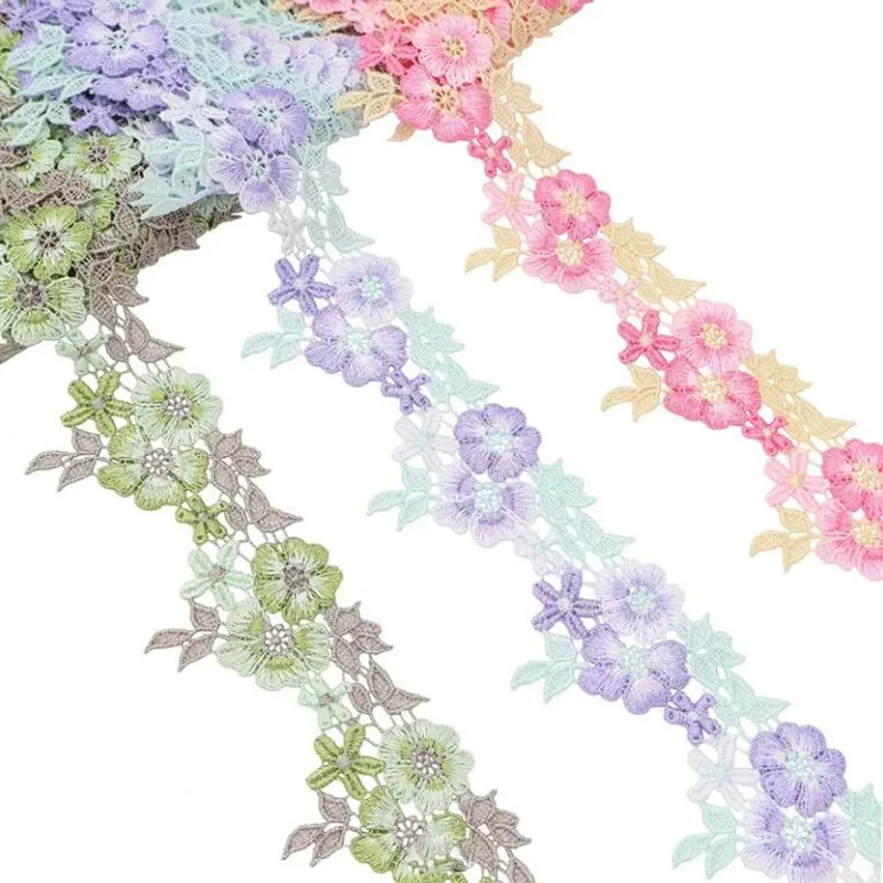 1 Yard Pink Purple Green Fluorescent Rose Venice Lace Various Skirts Bras Clothing Accessories 4.5CM Wide