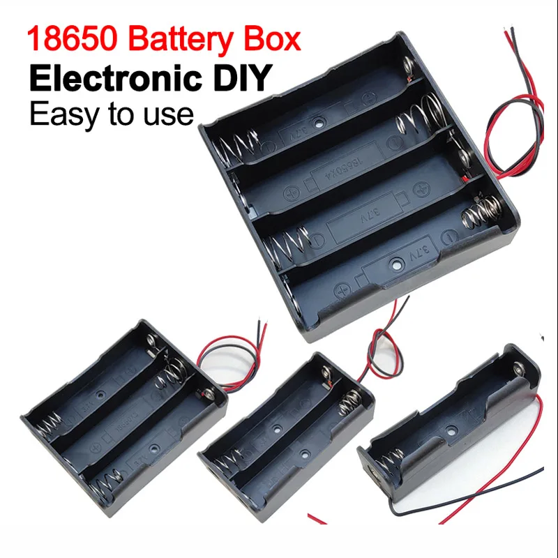 

1pcs 1/2/3/4 Slot Battery Case With Cable Extended 67-72mm 1X 2X 3X 4X18650 Battery Holder Storage Case