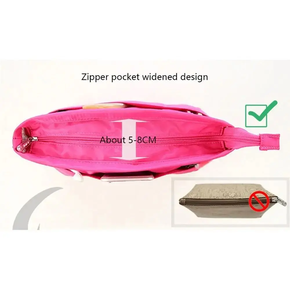 Vintage Kosmetik-Organizer, Einsatztasche mit Reißverschluss, Aufbewahrungstaschen, Handtasche mit mehreren Taschen, einfarbig, multifunktionale Innentasche für Damen