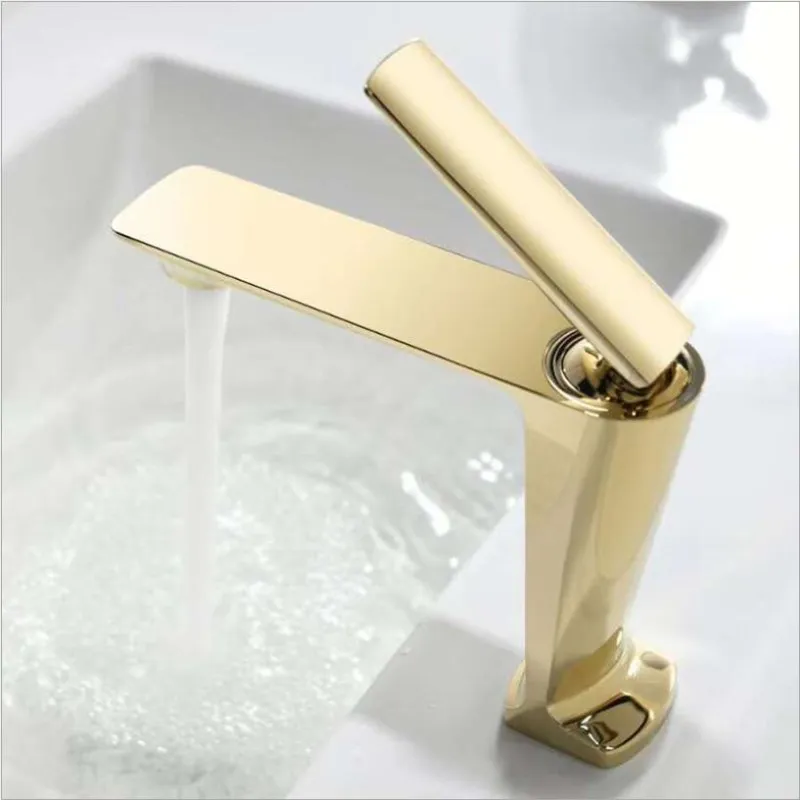 Bathroom Sink Faucet hot and cold Crane Brass gold Sink Faucet Single Handle water tap unique design black