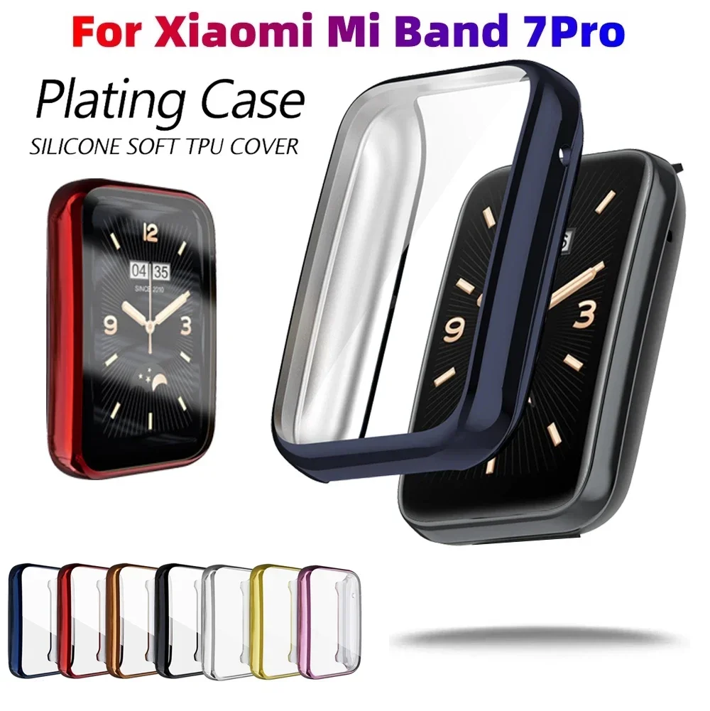 حافظات ساعة لـ Xiaomi Mi Band 7 Pro ، شاشة ممتص للصدمات شاملة ، غطاء مطلي ، TPU