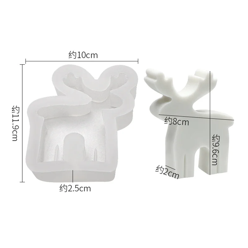 3D Deer Candle Mold Christmas Tree Snowflake House Silicone DIY Aroma Gingerbread Sugar Cake Gift Festival Decor Baking Tools