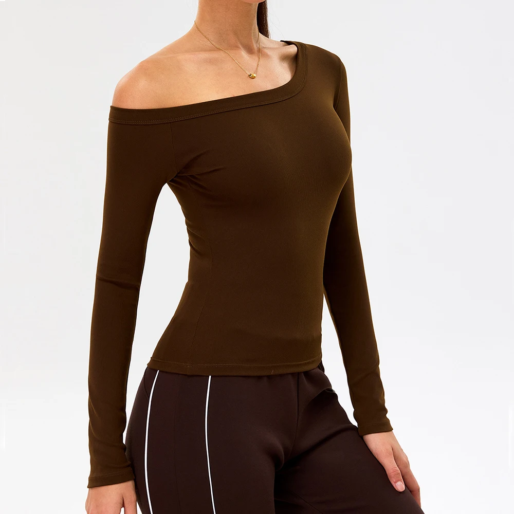 JUREN Women Long Sleeve Workout Top Gym Pilates Clothes Active Wear Sports Shirt Elastic Fitness Yoga Clothing Running Shirts