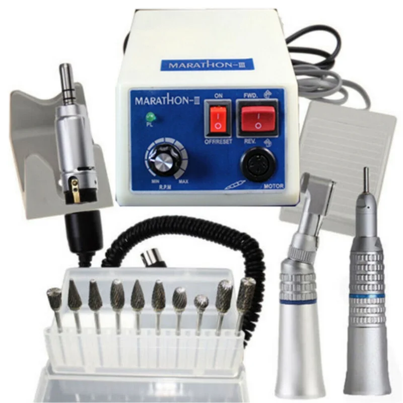 Dental Electric Marathon Micromotor Polisher + 35K RPM Handpiece +10 Drill Burs