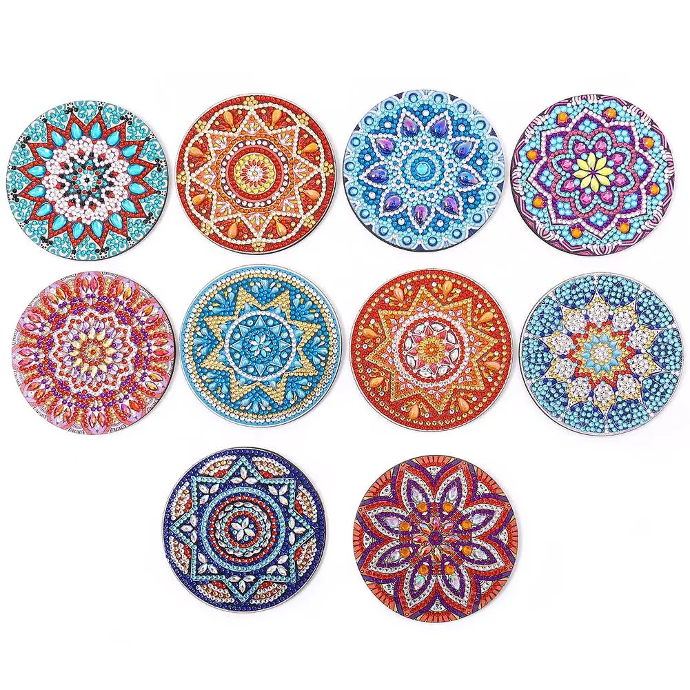 10pcs Diamond Art Coasters With Holder Scratch-resist Wear-resist Diy Mandala Diamond Painting Kits