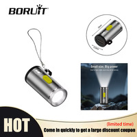 BORUiT Mini LED Flashlight High Brightness Type-C Rechargeable Portable Torch Compact Light for Camping Hiking Travel Outdoor