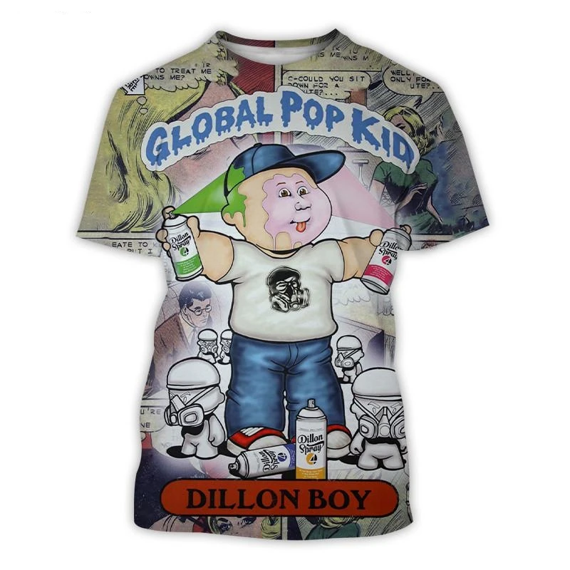 2023 New Fashion Summer Hot Sale Funny Garbage Pail Kids 3D Print Men's T-shirt Hip-hop Men's Women's Casual  T-shirt Street Top