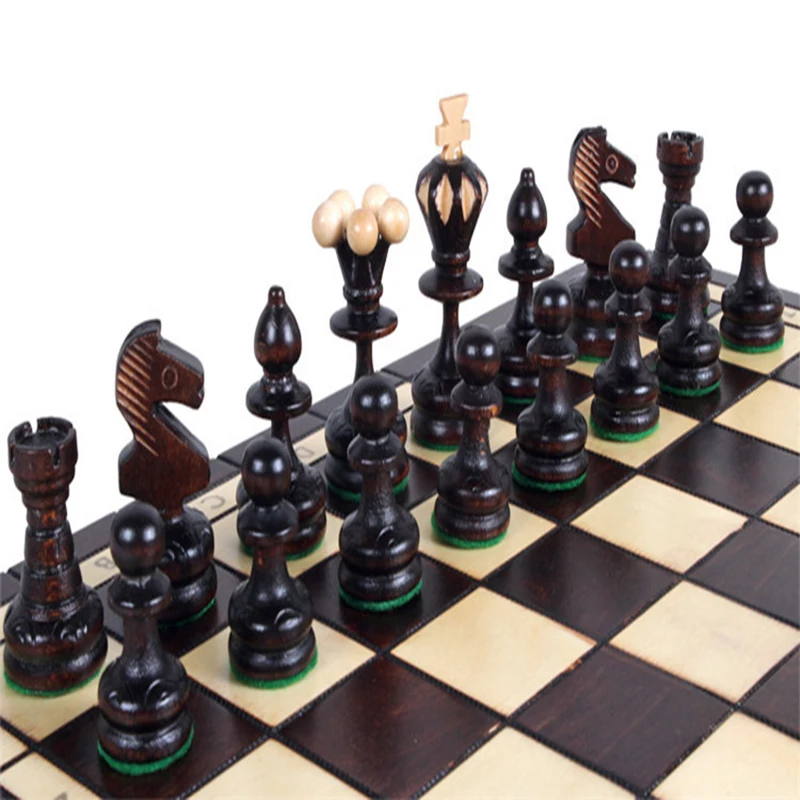 Luxury Wooden Chess Set 36cm Little Pearl Chess Game King Height 65mm Exquisite Chess Piece Folding Chessboard Family Board Game