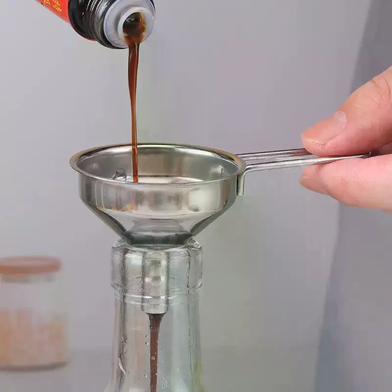 Stainless Steel Funnel With Handle Small Metal Funnel For Filling Bottles Liquor Wine Oil Coffee Beans Kitchen Gadget