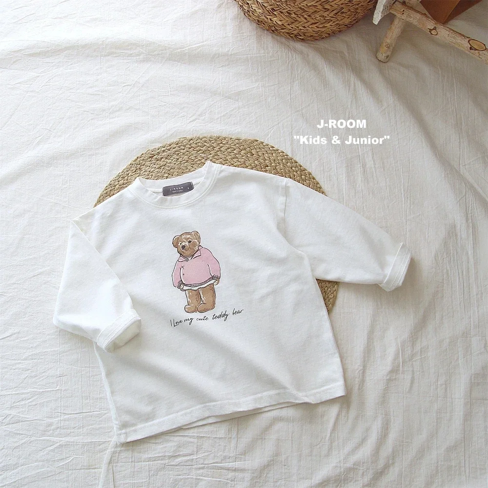 Baby Girls Boys Long Sleeve T-shirt Cartoon Bear Shirts Kids Top Tees 2024 Spring Summer Children\'s Korean Style Clothing