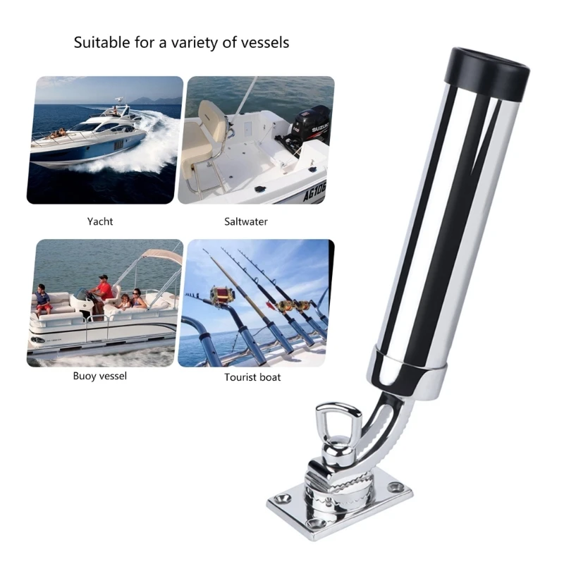 

Marine 360 Degree Swivel Fishing Rod Holder Deck Mount Adjustable Yacht Boat 316 Stainless Steel Replacement Accessories