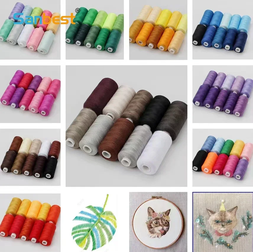 

10Roll/Set 400 Yards Sewing Thread Machine Hand Embroidery Good Polyester Thread Strong Durable For Needlework DIY Sewing Repair