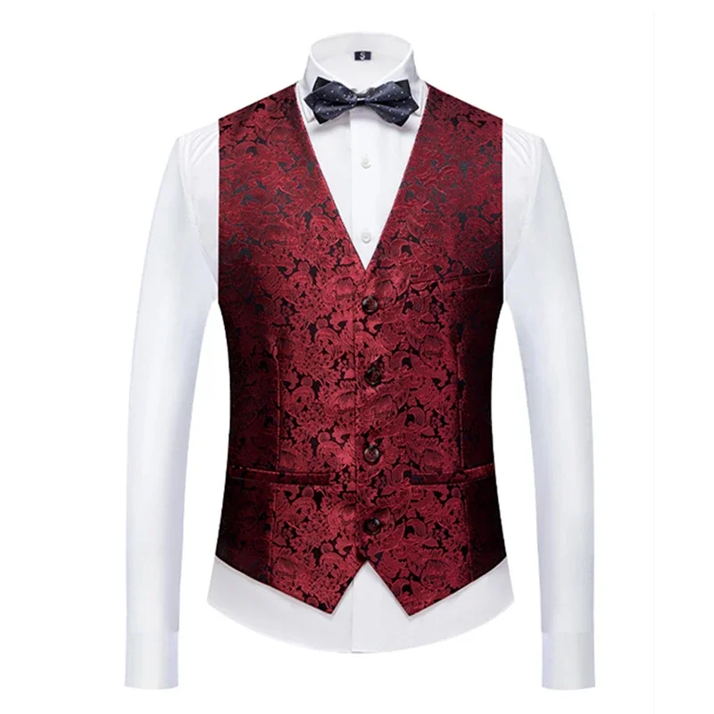 26 Colors Men\'s Suit Vest Single-breasted V-neck Vests Jacket Men Wedding Party Waistcoat Red Blue Green White Pink