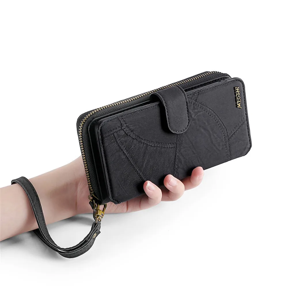 Tragbare Retro-Brieftasche aus Leder mit Handyhülle für iPhone 17 16 15 14 13 12 11 Pro X XS Max Plus, Kartenfach und magnetischer Handtaschenhülle